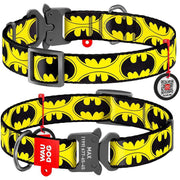 0025-2001 Collar Waudog Batman Logolu Metal Tokalı Köpek Boyun Tasması 31-49 Cm 25mm