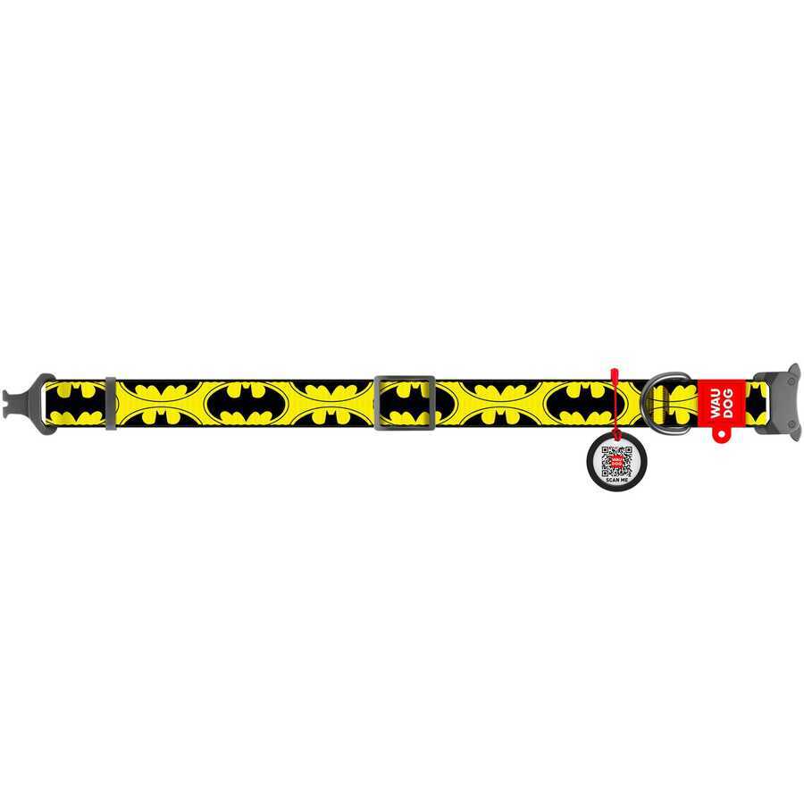 0025-2001 Collar Waudog Batman Logolu Metal Tokalı Köpek Boyun Tasması 31-49 Cm 25mm