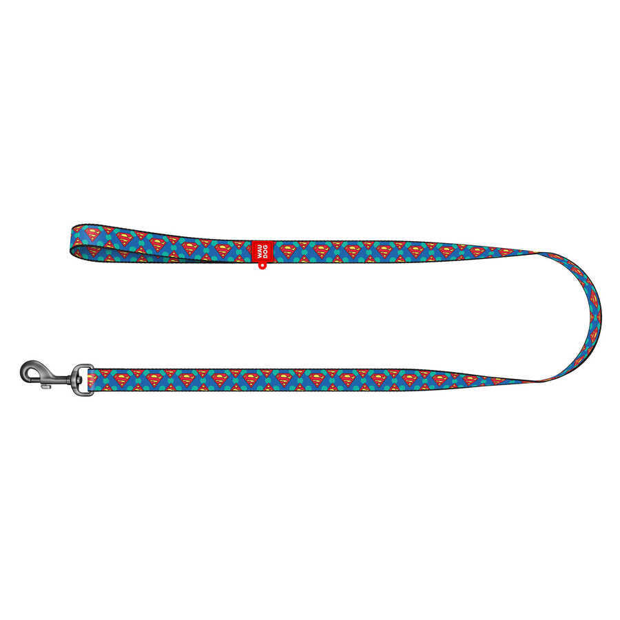 0110-2006 Waudog Nylon Dog Leash "superman Logo" Design, W 10 Mm, L 122 Cm