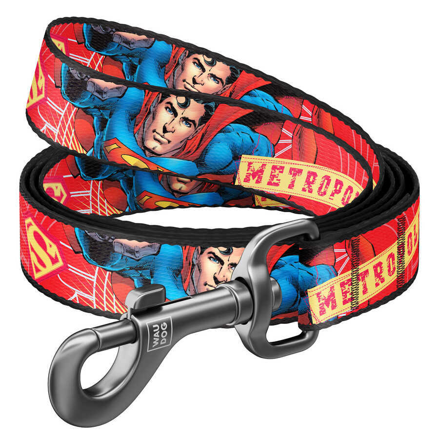 0115-2010 Waudog Nylon Dog Leash "superhero" Design, W 15 Mm, L 122 Cm
