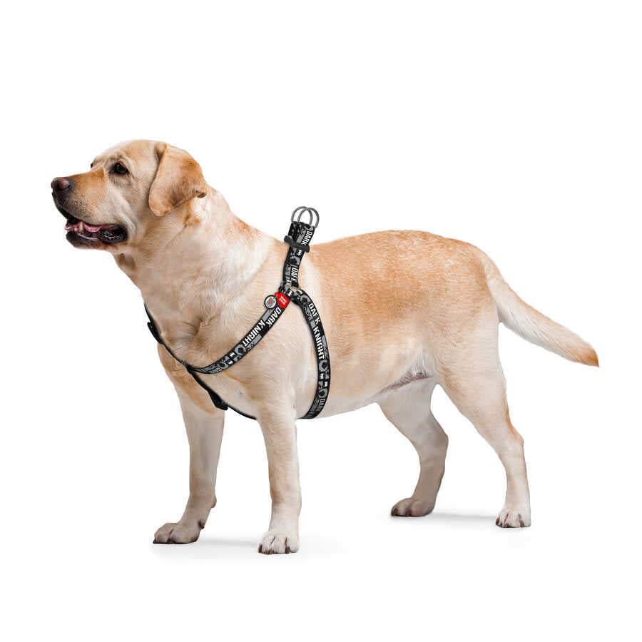 0710-2011 Waudog Nylon Dog Harness With Qr Passport, "dark Knight" Design, Plastic Fastex, W 10 Mm, L 28-40 Cm