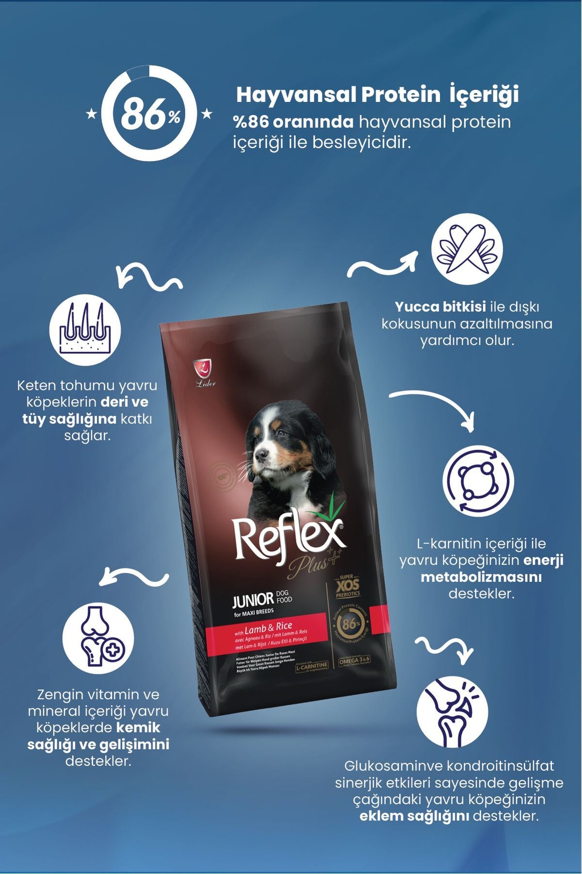 Reflex Plus Büyük Irk Kuzu Pirinç Yavru Köpek 18 Kg