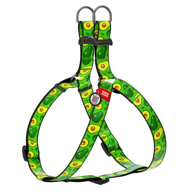 5030-waudog Nylon Dog Harness With Qr Passport, "avocado" Design, W 15 Mm, L 40-55 Cm