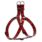 4984-waudog Nylon Dog Harness With Qr Passport, "red Plaid" Design, W 25 Mm, L 60-90 Cm