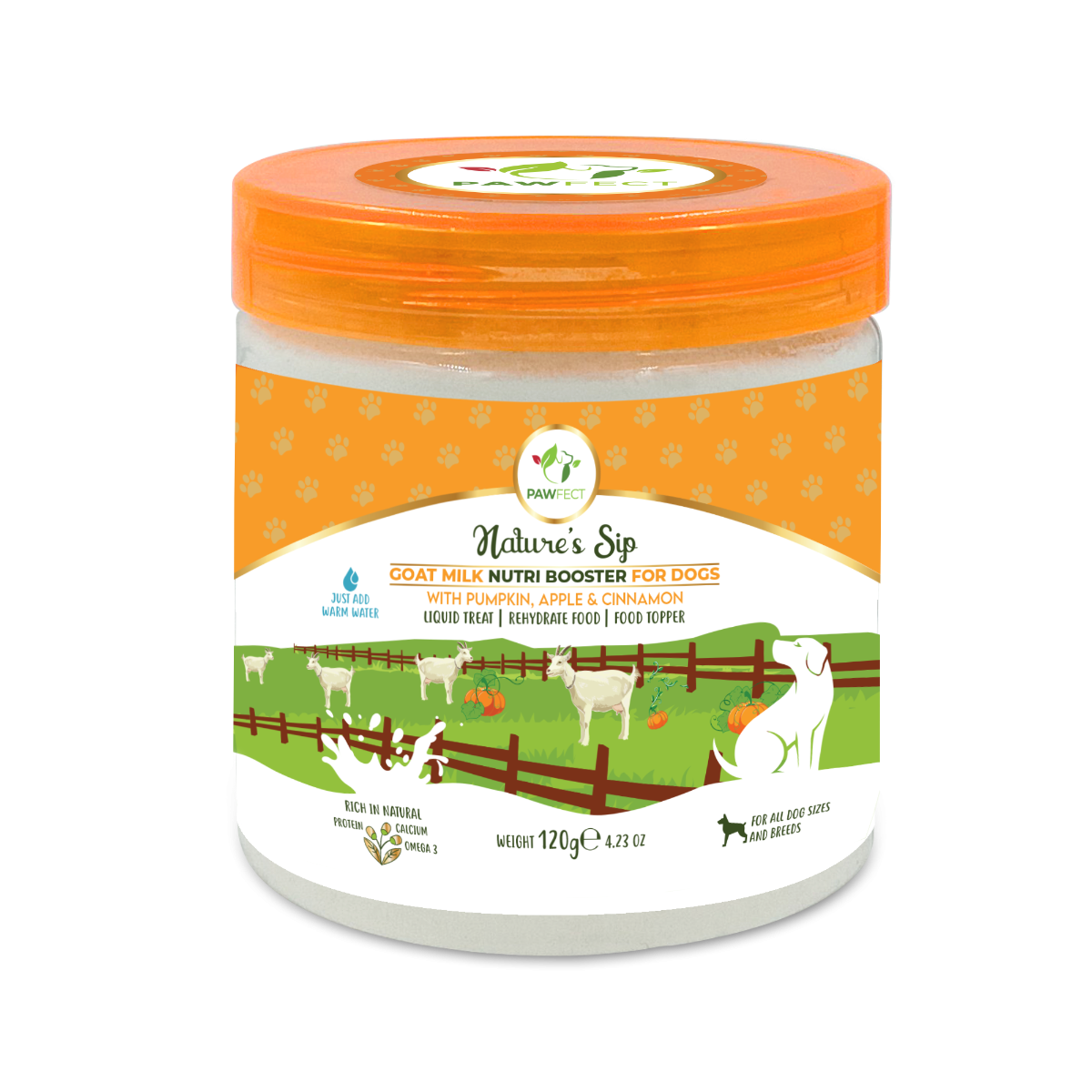 Pawfect Nature's Sip For Dogs Goat Milk Wtih Pumpkin, Apple & Cinnamon 120 G