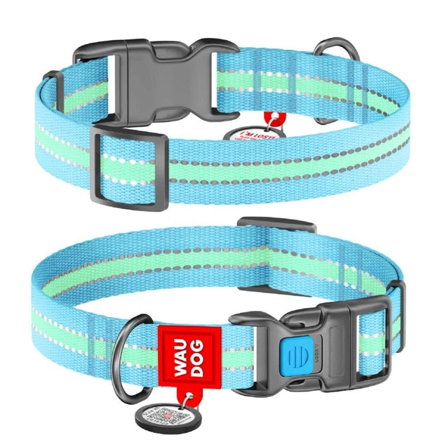 45632-waudog Glow İn The Dark/reflective, Plastic Fastex, W 20 Mm, L 24-40 Cm Blue