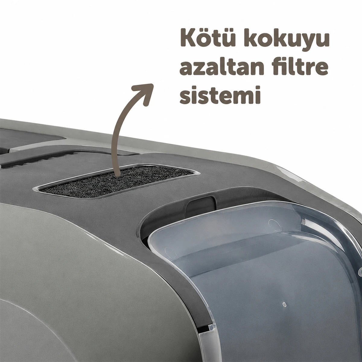 Moderna Mega Deluxe Kapalı Kedi Tuvaleti - Gri / Açık Gri 65,8x48,6x45,8 Cm
