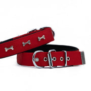 Doggie Kemik Süslü Dokuma Köpek Tasması 3x47-55cm (kırmızı)