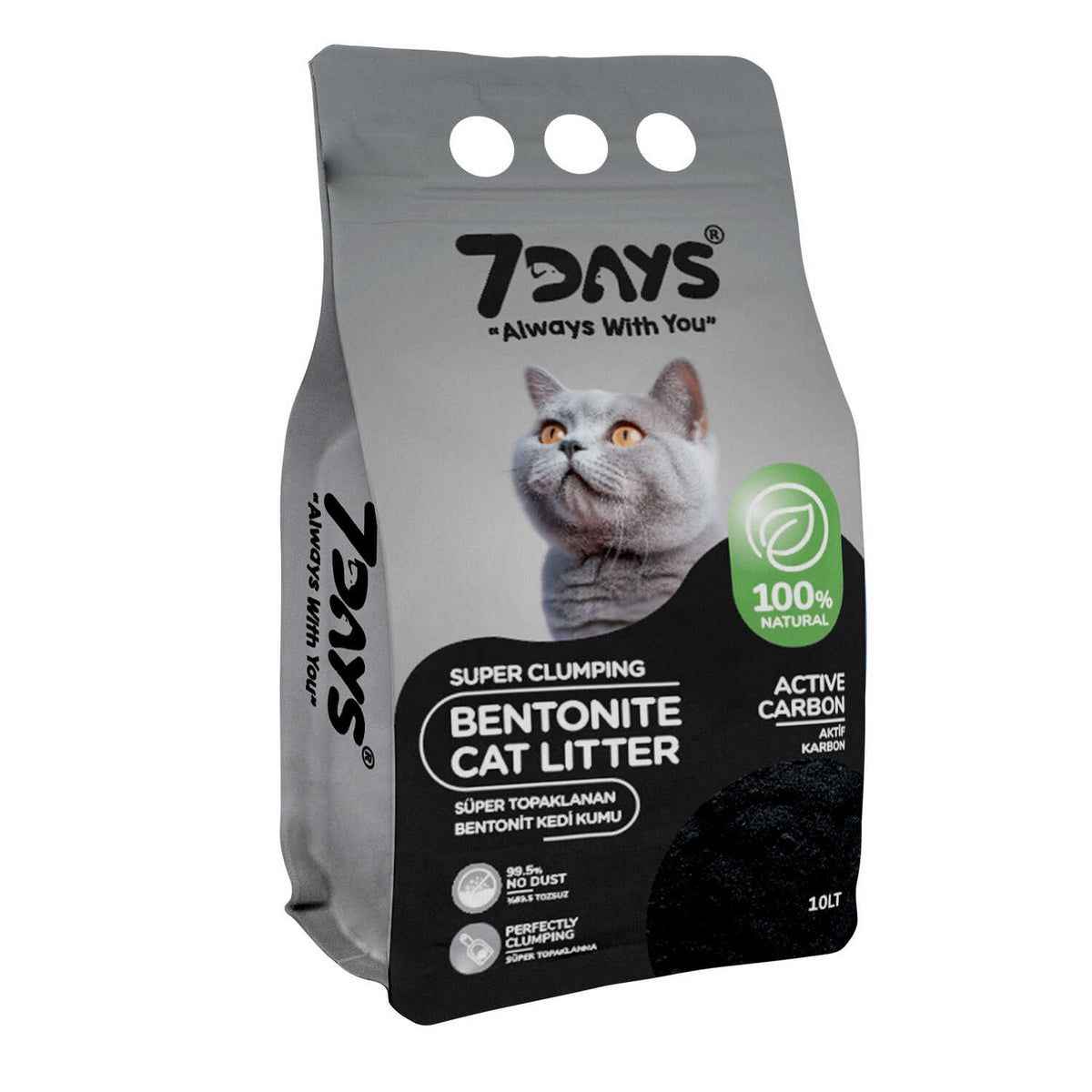 7 Days Aktif Karbonlu Kedi Kumu 10 Lt