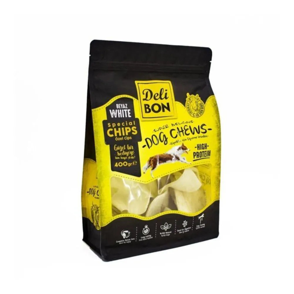 Delibon Köpek Çiğneme Deri Cips 400 Gr Beyaz