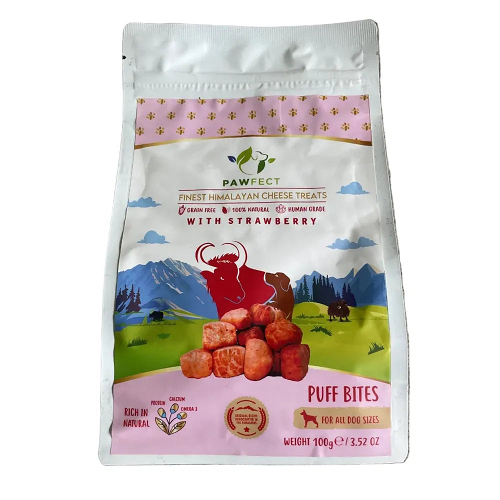 Pawfect Cheese Puff Freeze Dried Strawberry Köpek Ödülü