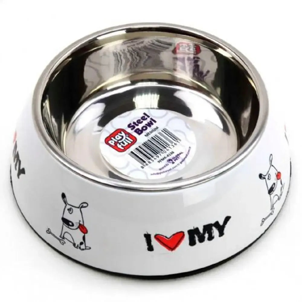 Playfull Diva Köpekler İçin Desenli Çelik Mama Ve Su Kabı 15 Cm