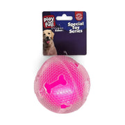 Playfull Öten Kemik Desenli Şeffaf Plastik Top Köpek Oyuncağı 7,5 Cm
