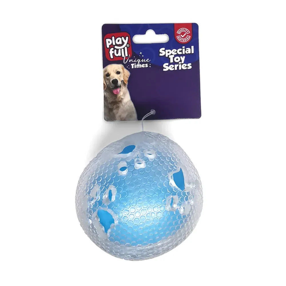 Playfull Öten Pati Desenli Şeffaf Plastik Top Köpek Oyuncağı 7,5 Cm