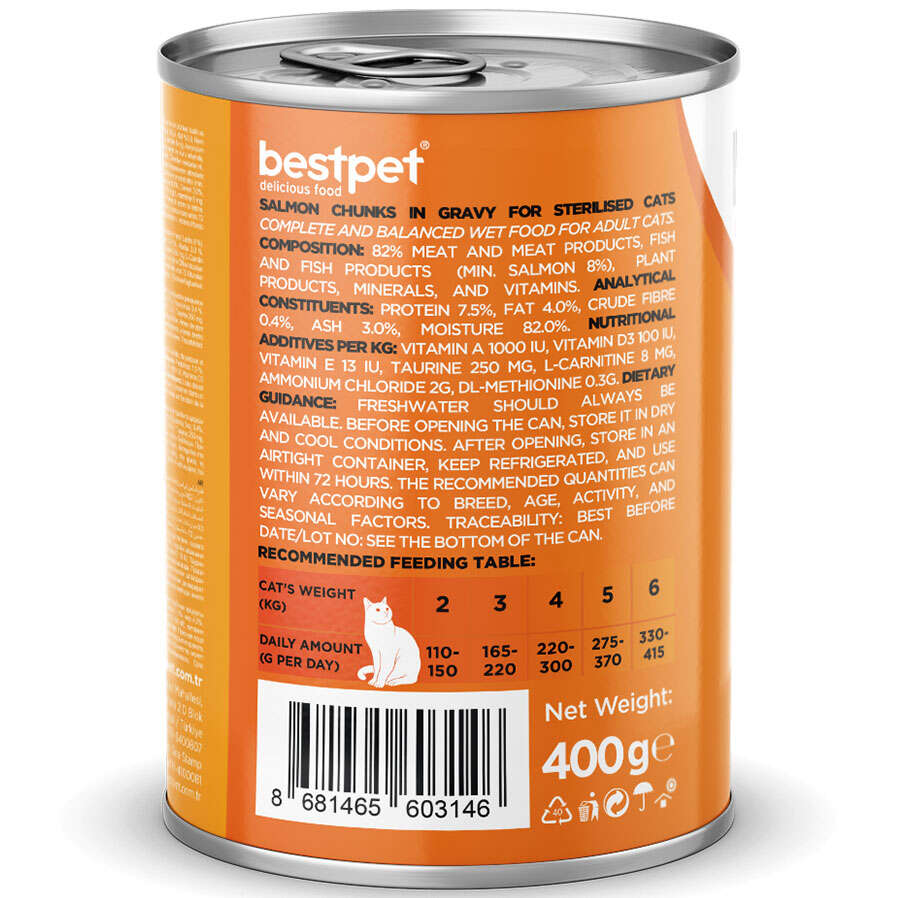 8681465601166 Bestpet Cat Wıth Salmon In Gravy 400 G