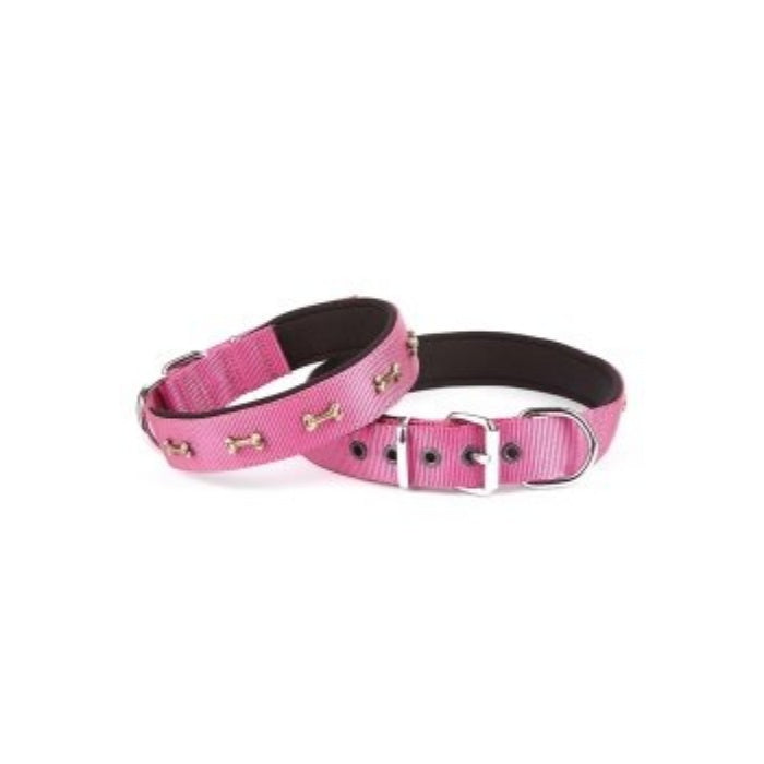 Doggie Kemik Süslü Dokuma Köpek Tasması 2.5x42-50cm (mor)