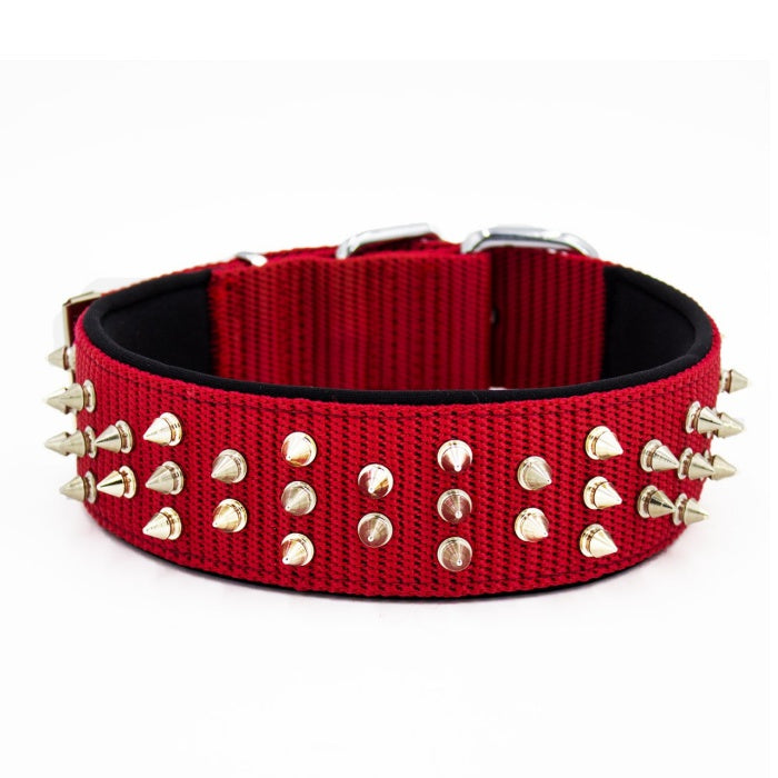 Doggie comfort Dokuma Bol Çivili Boyun Tasması Kırmızı 5x60-70cm