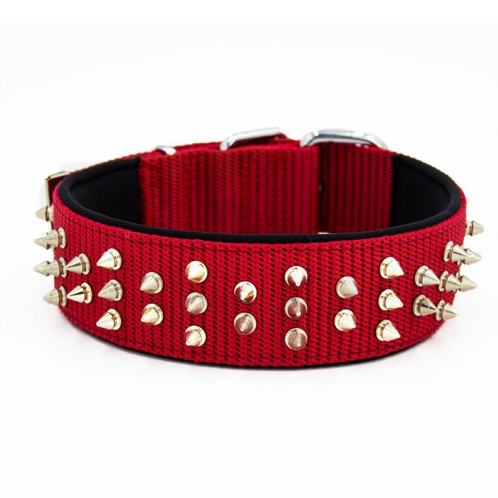 Doggie comfort Dokuma Bol Çivili Boyun Tasması Kırmızı 5x50-60cm