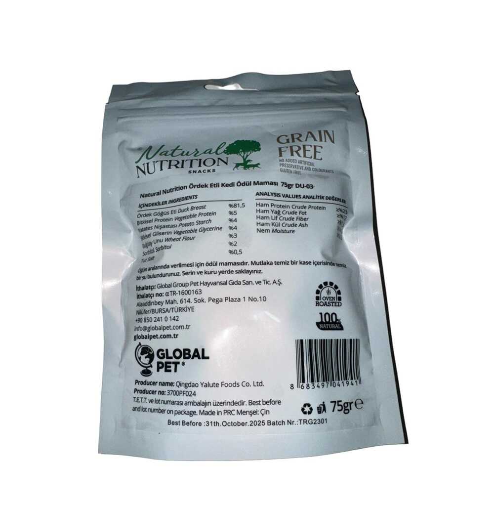 Natural Nutrition Ördek Etli Kedi Ödül Maması 75 Gr
