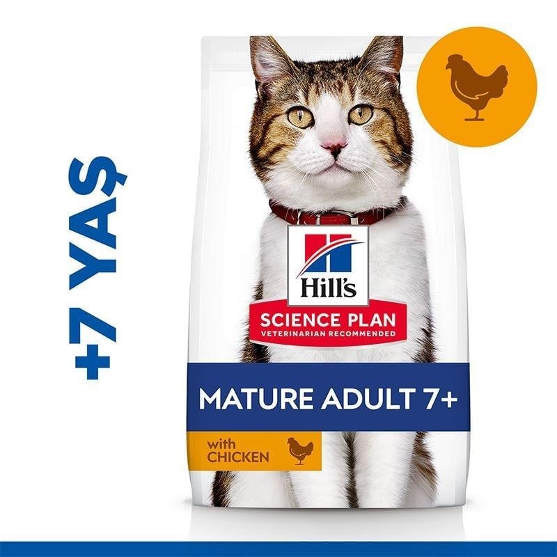 Hills Mature Adult +7 Tavuklu Yaşlı Kedi Maması 1,5 Kg