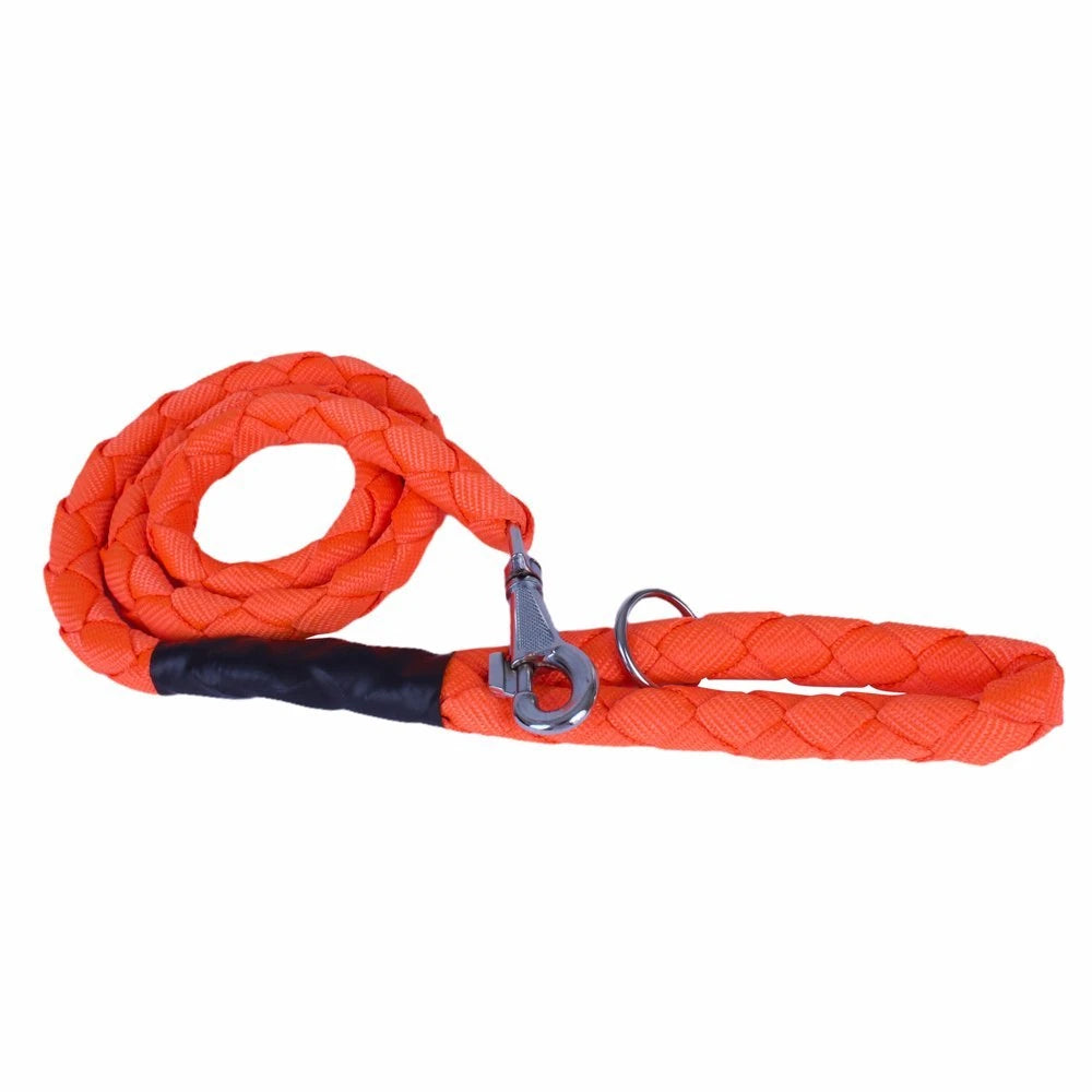 Doggie Dokumadan El Yapımı Örgülü Köpek Gezdirme Kayışı M-2x140cm - Orange