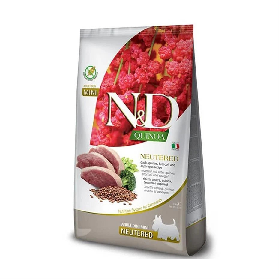 Nd Quinoa Tahılsız Ördek Eti Brokoli Ve Kuşkonmazlı Mini Irk Kısırlaştırılmış Köpek Maması 2,5kg