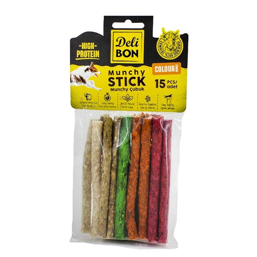 Delibon Köpek Çiğneme Munchy Kalın Çubuk Karışık Renk 15 Li