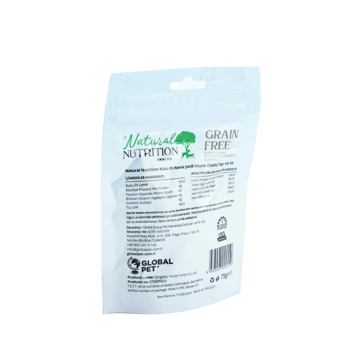 Natural Nutrition Kuzu Eti Kemik Şekilli Köpek Ödülü 75 Gr