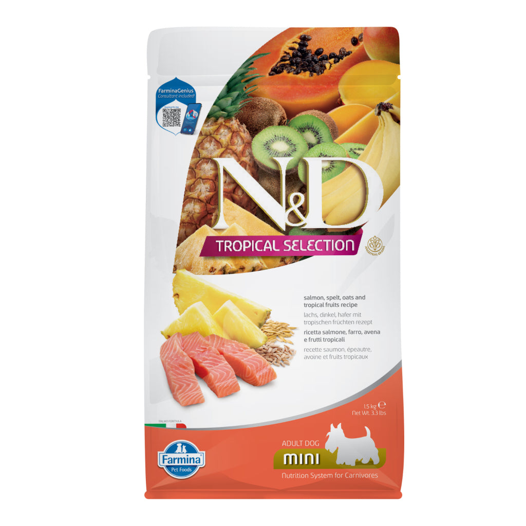 N&d Tropical Selection Somonlu Ve Tropikal Meyveli Mini Irk Yetişkin Köpek Maması 1,5kg