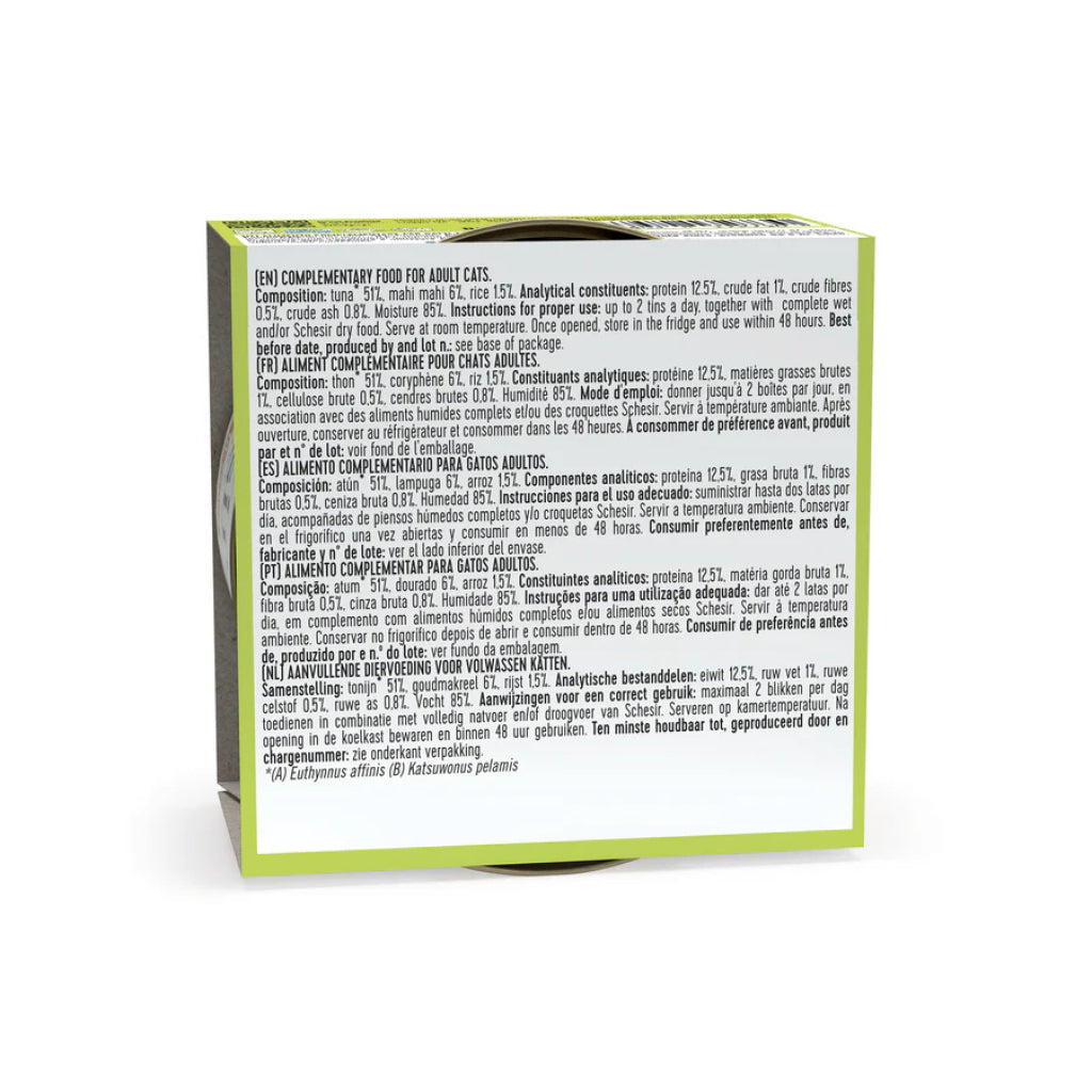 Schesir Jelly Ton Balığı Ve Mahi Mahi Balığı Jöle İçinde Yetişkin Kedi Konservesi 85g