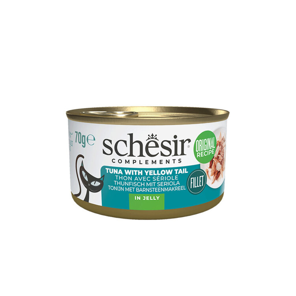 Schesir Jöle İçinde Ton Balıklı Ve Sarı Kuyruk Balıklı Kedi Konservesi 70gr