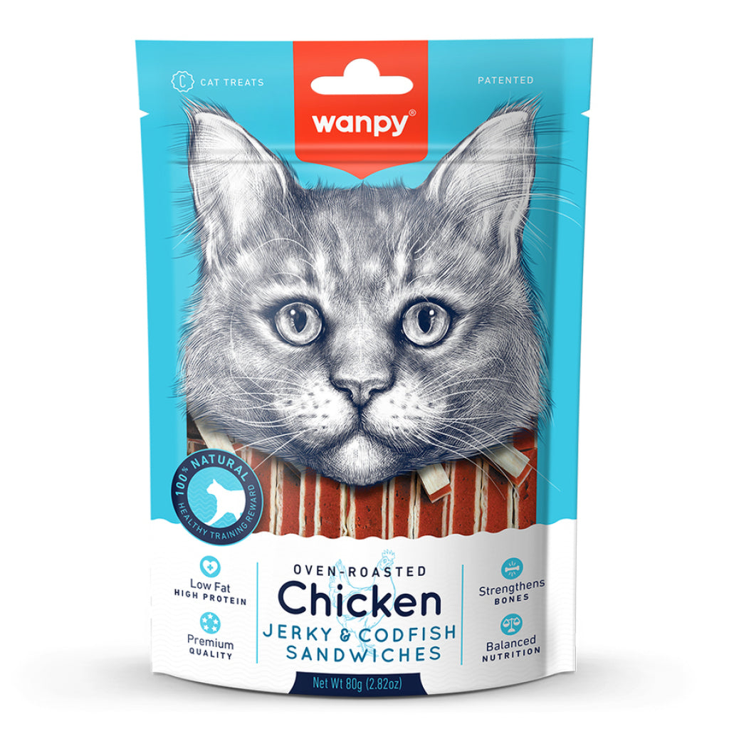 Wanpy Oven Roasted Tavuklu Morina Balıklı Sandviç  Kedi Ödülü 80 Gr