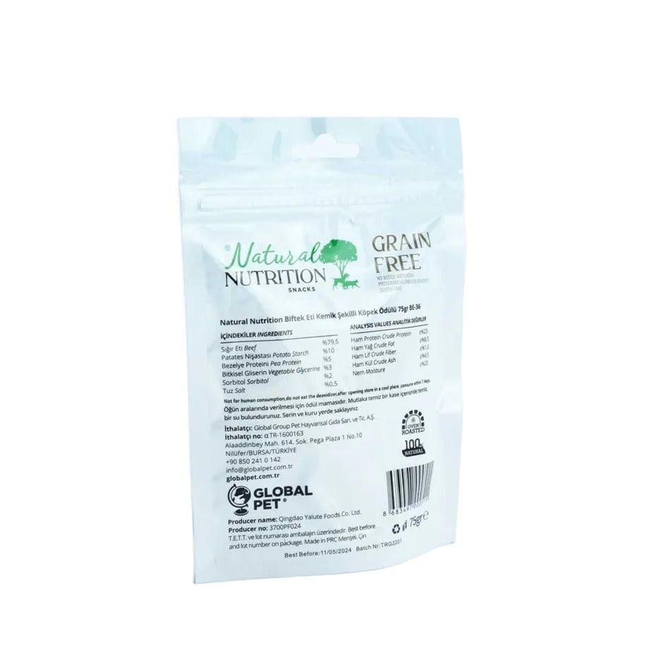 Natural Nutrition Biftek Eti Kemik Şekilli Köpek Ödülü 75 Gr