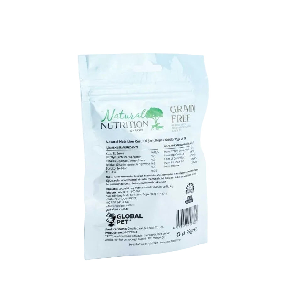 Natural Nutrition Kuzu Eti Şerit Köpek Ödülü 75 Gr
