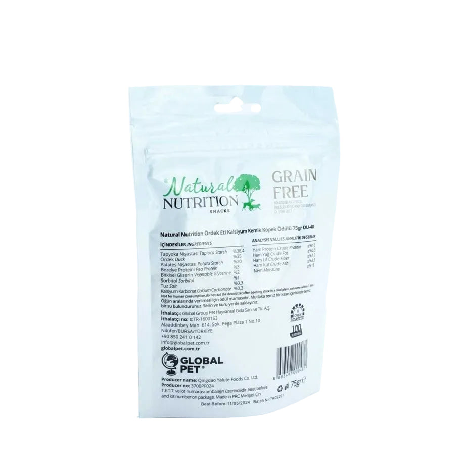 Natural Nutrition Ördek Eti Kalsiyum Kemik  Köpek Ödülü 75 Gr