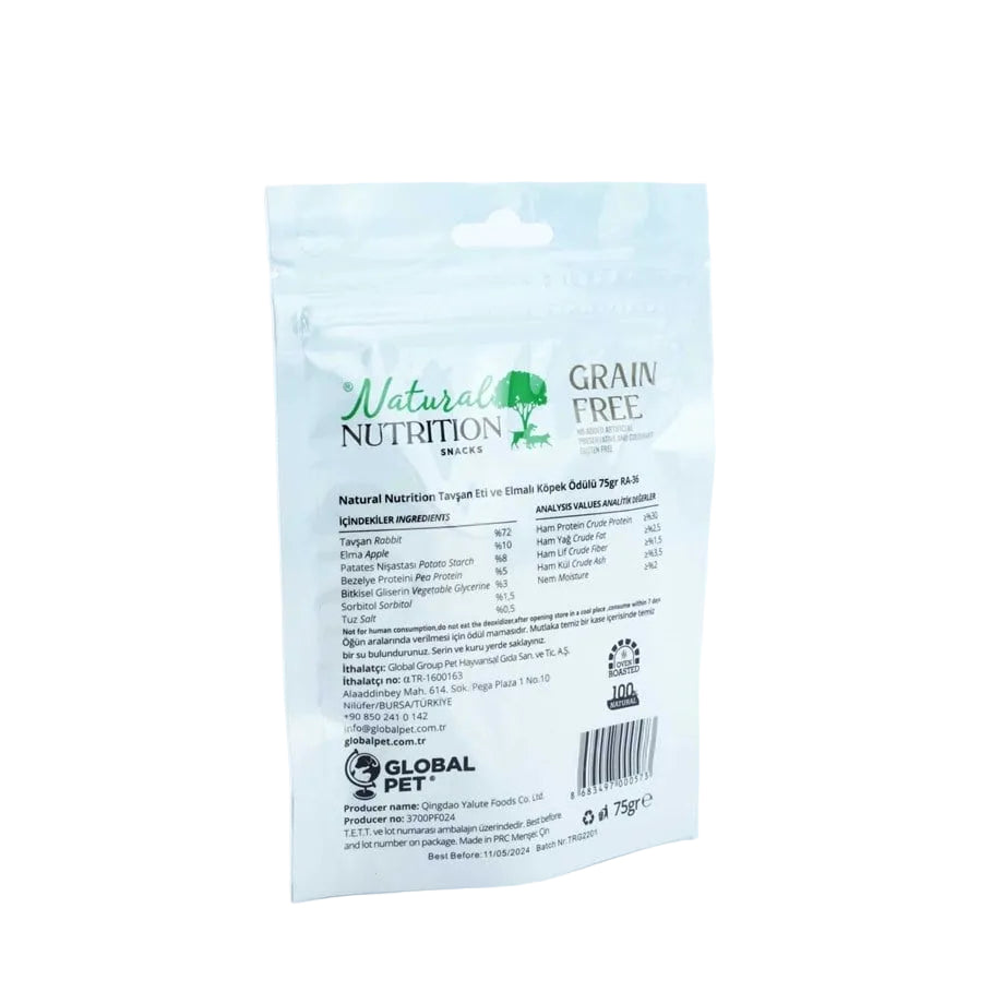 Natural Nutrition Tavşan Eti Ve Elmalı Köpek Ödülü 75 Gr
