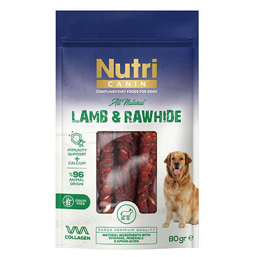 8699310420572 - Nutrı Canın Kuzu Etli Sarılı Kemik 80 Gr