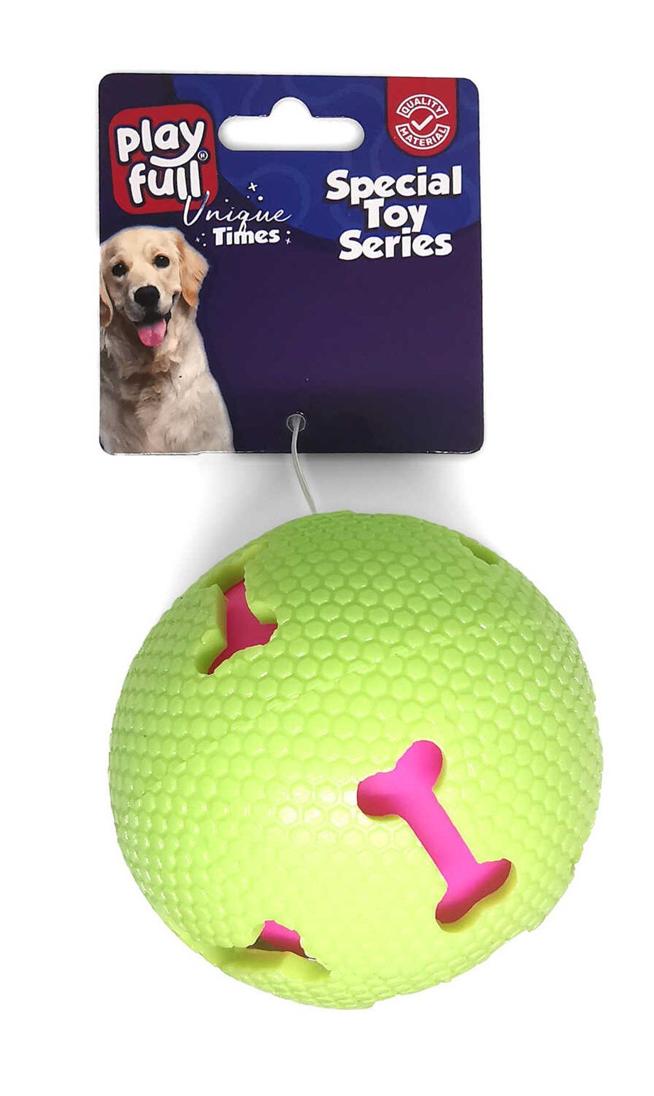 Playfull Öten Kemik Desenli Plastik Top Köpek Oyuncağı 7,5 Cm