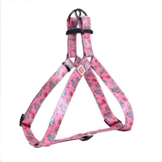 5028-waudog Nylon Dog Harness With Qr Passport, "unicorns" Design,w 20 Mm, L 50-80 Cm