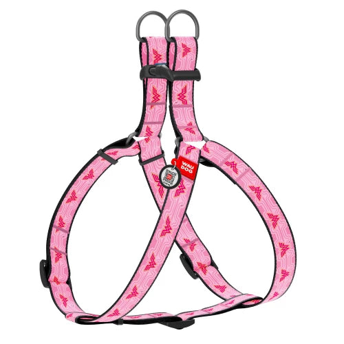 0720-2015 Waudog Nylon Dog Harness With Qr Passport, "wonder Wooman 1" Design, Plastic Fastex, W 20 Mm, L 50-80 Cm