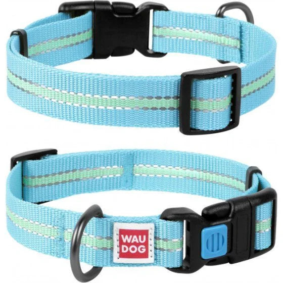 45652-waudog Glow İn The Dark/reflective, Plastic Fastex, W 25 Mm, L 35-58 Cm Blue
