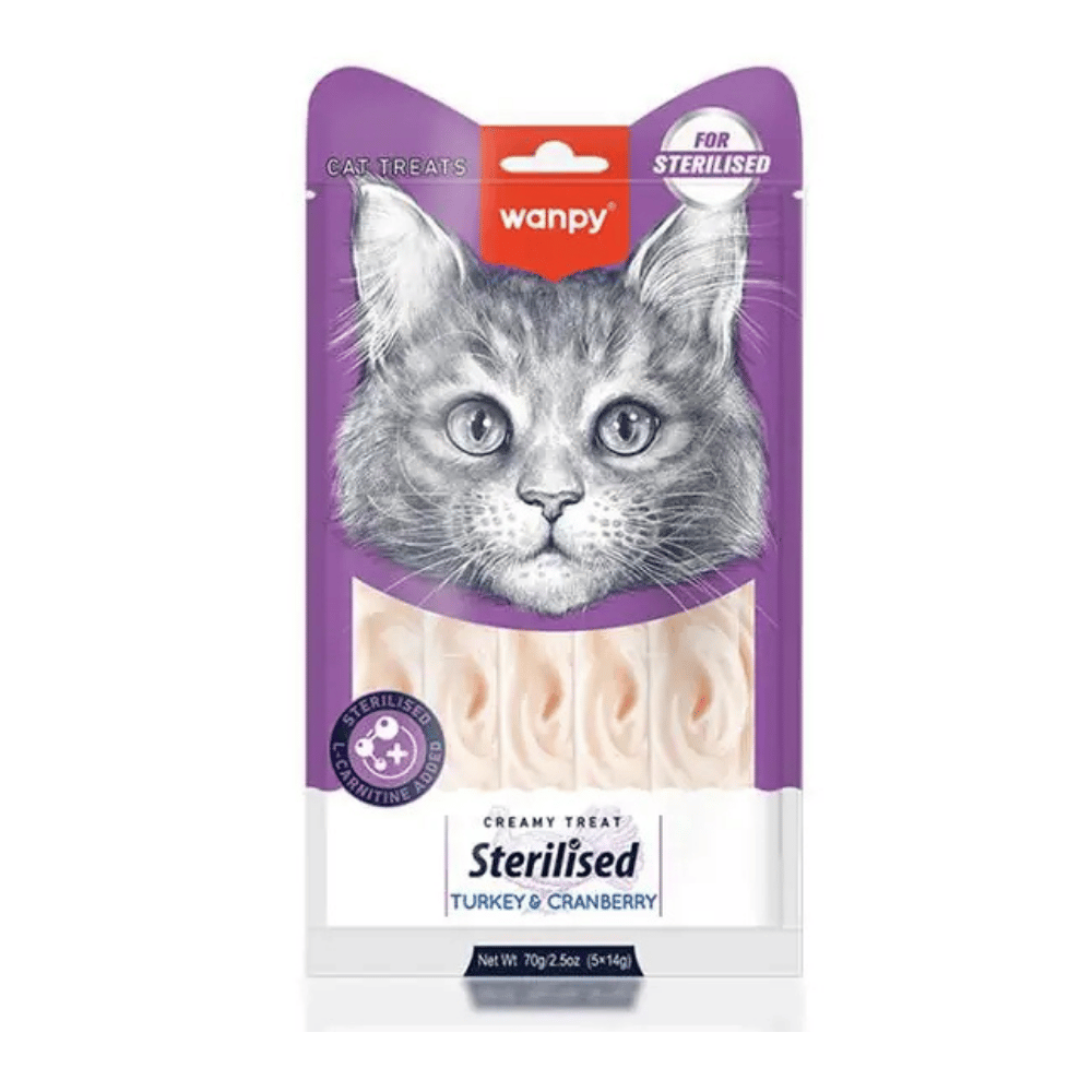 Wanpy Hindi & Kızılcıklı Kısırlaştırılmış Kedi Krema Ödülü 5×14 G